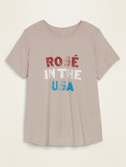 View large product image 1 of 1. EveryWear "Rosé in the USA" Graphic Plus-Size Tee