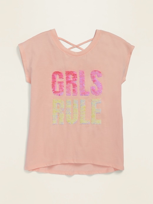 View large product image 2 of 3. Embellished Graphic Strappy Tunic Tee for Girls