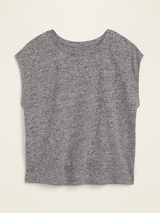 View large product image 1 of 1. Linen-Blend Jersey Cap-Sleeve Tee for Women