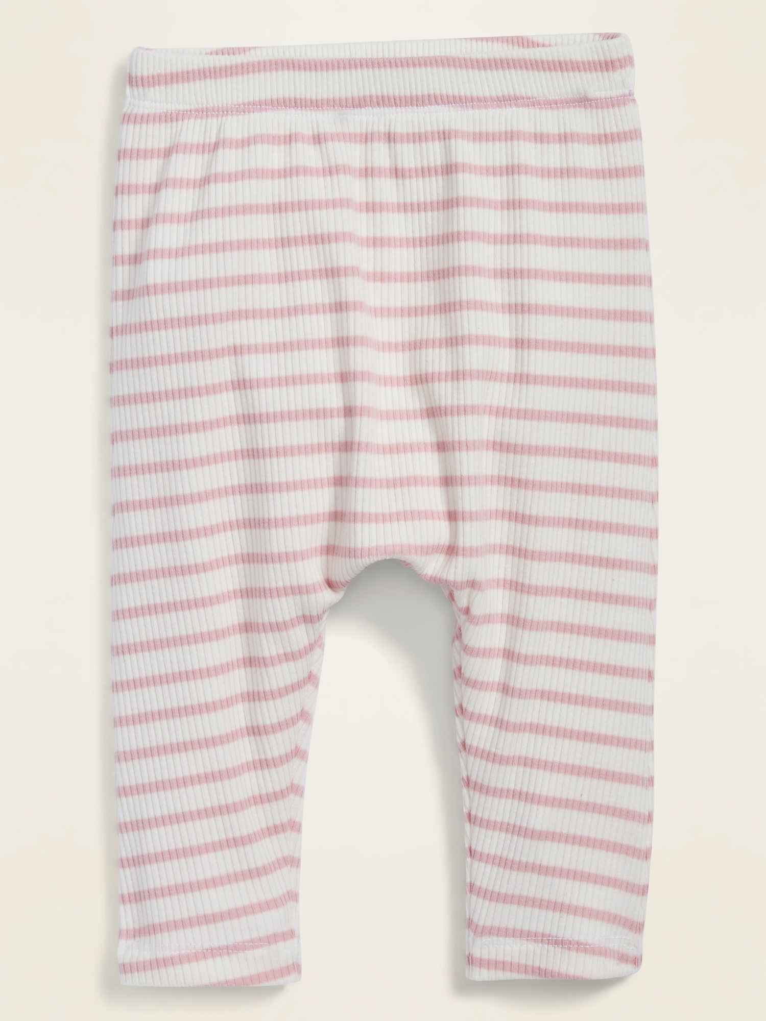 Unisex Striped Rib-Knit U-Shaped Pants for Baby