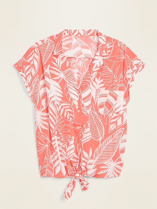 View large product image 1 of 1. Printed Tie-Hem Resort Shirt