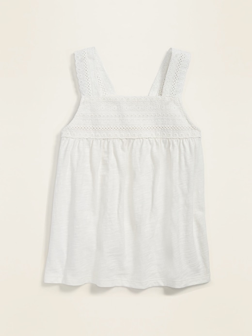 View large product image 1 of 1. Crochet-Trim Slub-Knit Tank Top for Girls