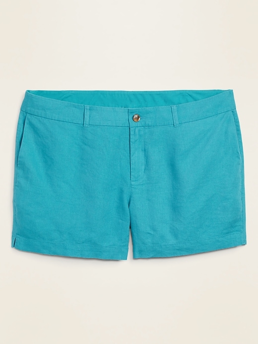 View large product image 1 of 1. Mid-Rise Everyday Linen-Blend Plus-Size Shorts -- 5-inch inseam