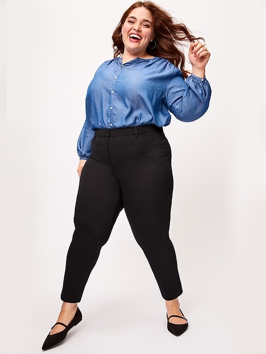 Image number 1 showing, High-Waisted Secret-Smooth Pockets Plus-Size Pixie Pants