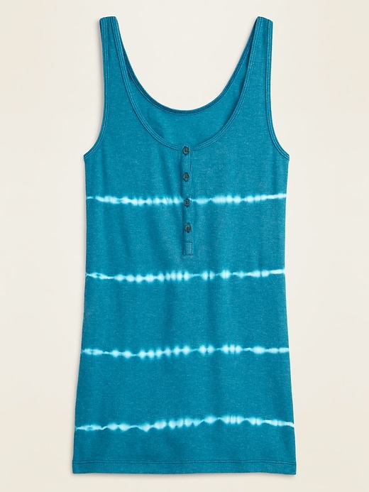 View large product image 2 of 2. Fitted Rib-Knit Henley Tank