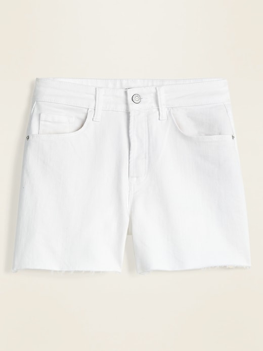 View large product image 2 of 2. High-Waisted White Cut-Off Jean Shorts for Women -- 3.5-inch inseam