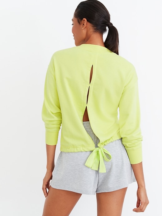 View large product image 1 of 3. Loose French-Terry Tie-Back Sweatshirt