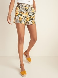View large product image 3 of 3. Mid-Rise Everyday Printed Linen-Blend Shorts -- 5-inch inseam
