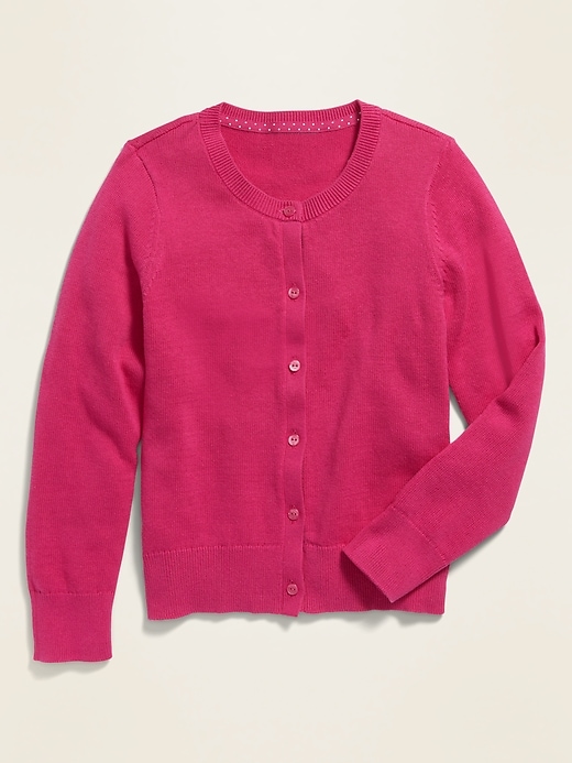 Old Navy School Uniform Button-Front Cardigan for Girls. 1