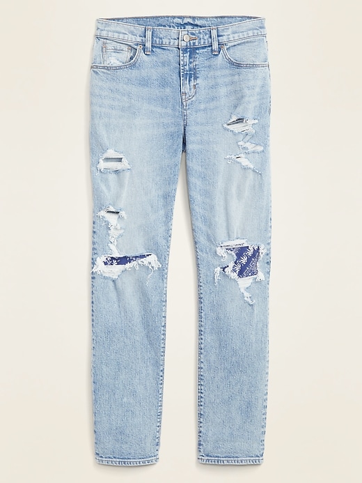 Old Navy Mid-Rise Distressed Boyfriend Jeans for Women blue. 1