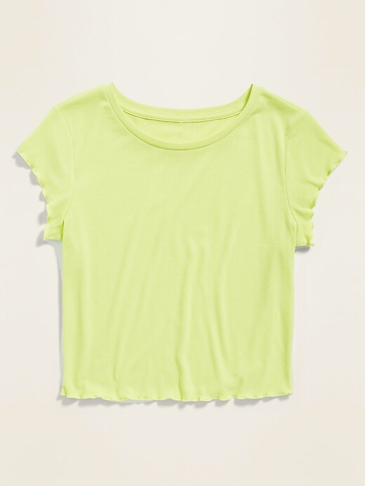 View large product image 2 of 2. Ultra-Lightweight Rib-Knit Lettuce-Edge Top