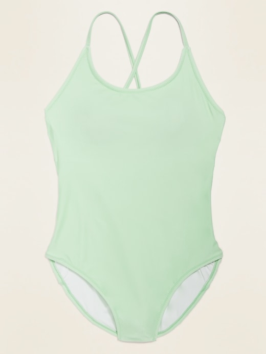 View large product image 1 of 1. Scoop-Neck Tie-Strap One-Piece Swimsuit