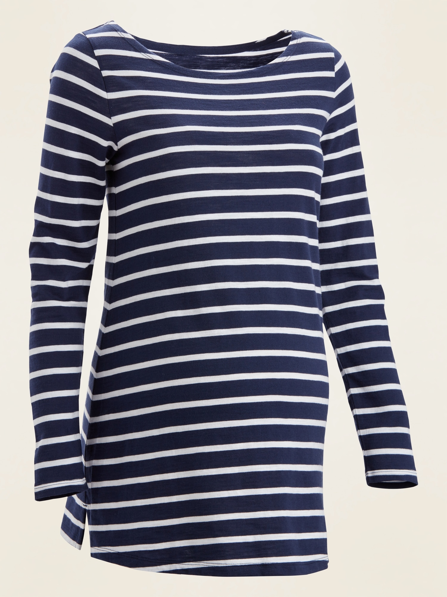 Maternity NauticalStripe LongSleeve BoatNeck Tee Old Navy