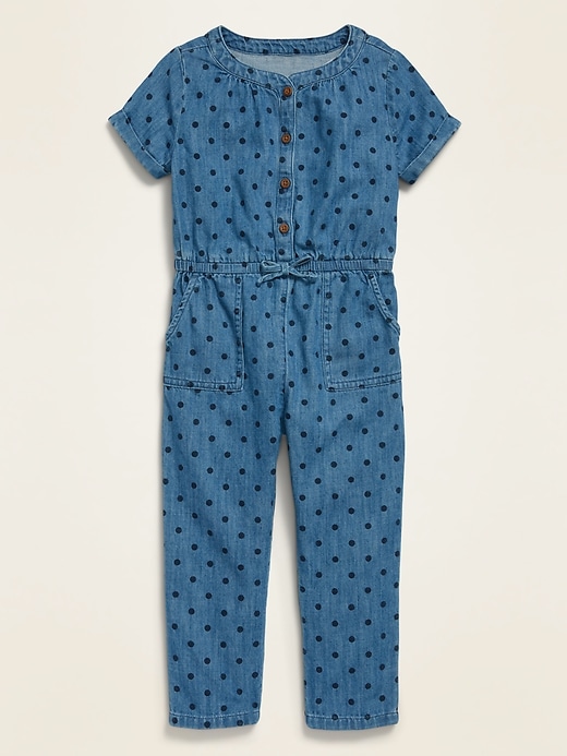 Short-Sleeve Chambray Utility Jumpsuit for Toddler Girls | Old Navy