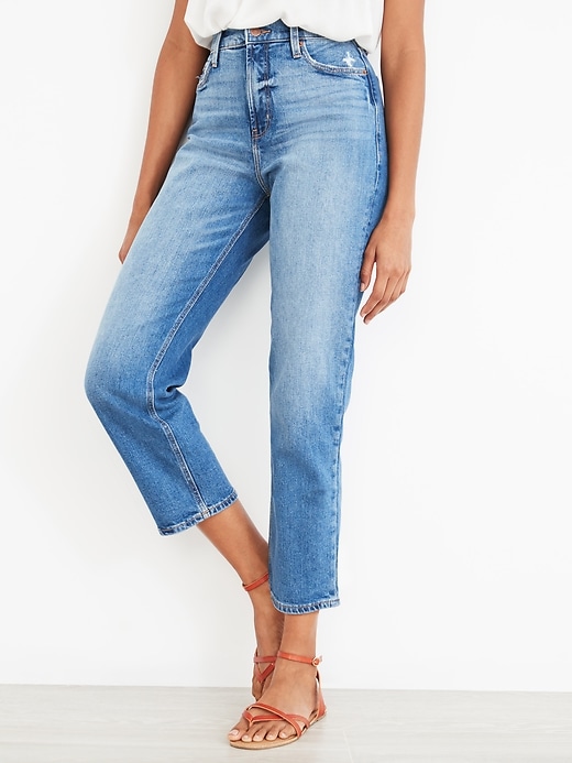 View large product image 1 of 3. Extra High-Waisted Sky-Hi Straight Jeans for Women
