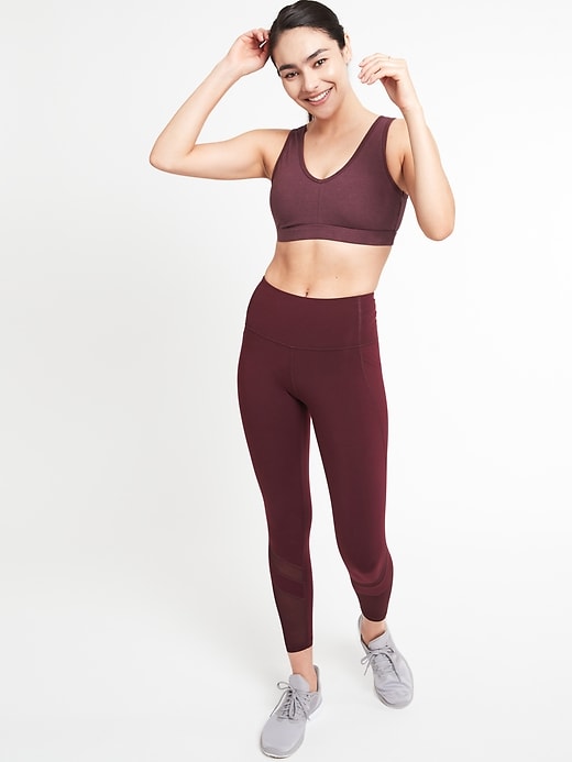 View large product image 2 of 3. High-Waisted PowerPress Side-Pocket Mesh-Trim 7/8 Compression Leggings