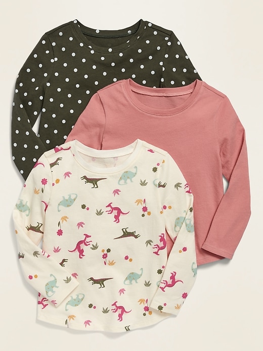 View large product image 1 of 1. 3-Pack Long-Sleeve Scoop-Neck Tee for Toddler Girls