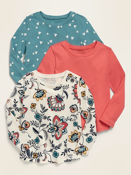 View large product image 1 of 1. 3-Pack Long-Sleeve Scoop-Neck Tee for Toddler Girls