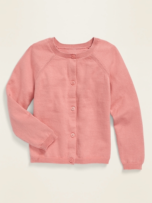 View large product image 1 of 1. Raglan-Sleeve Crew-Neck Cardigan for Toddler Girls