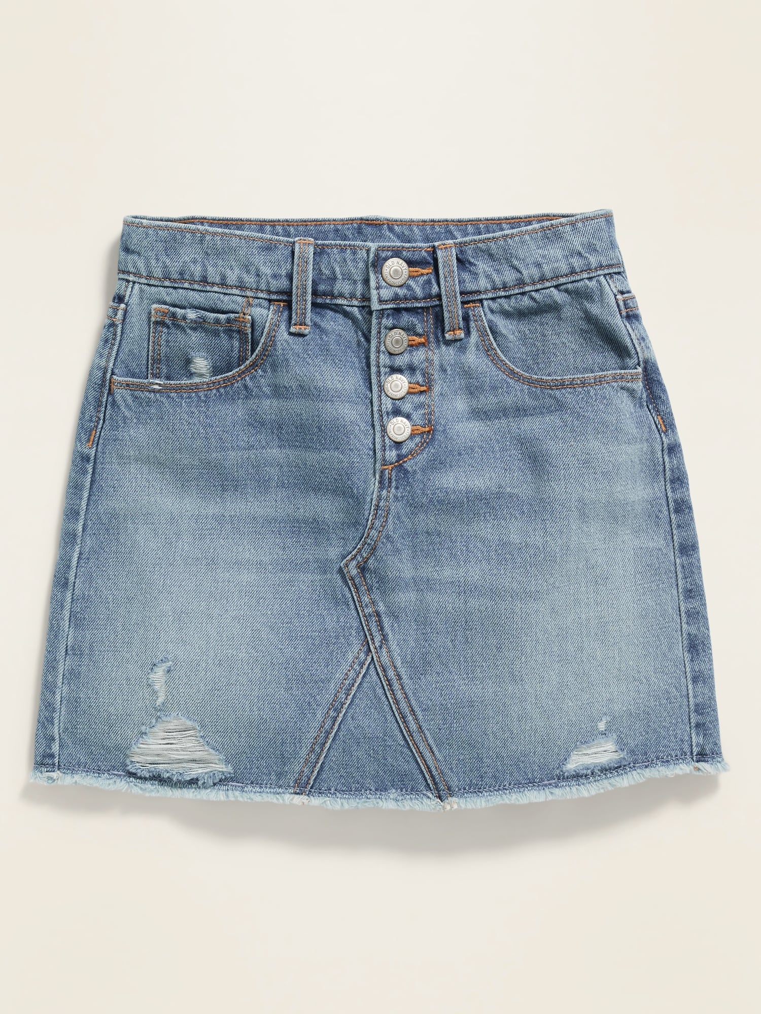 High Waisted Button Fly Frayed Hem Jean Skirt For Girls Old Navy