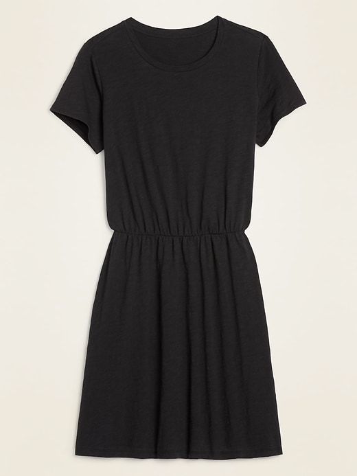 Waist-Defined Slub-Knit T-Shirt Dress