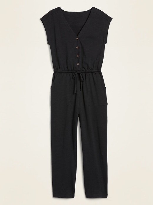 Slub-Knit Button-Front Utility Jumpsuit for Women | Old Navy