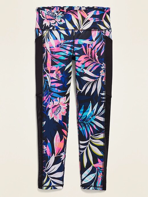 View large product image 1 of 1. Mid-Rise Printed Go-Dry Elevate Side-Pocket 7/8-Length Performance Leggings for Girls