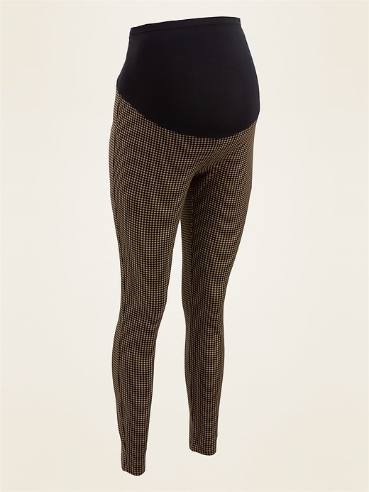 View large product image 1 of 1. Maternity Full-Panel Stevie Patterned Ponte-Knit Pants