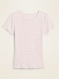 View large product image 3 of 3. Slim-Fit Striped Rib-Knit T-Shirt for Women