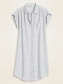 View large product image 3 of 3. Linen-Blend Striped Shirt Dress for Women