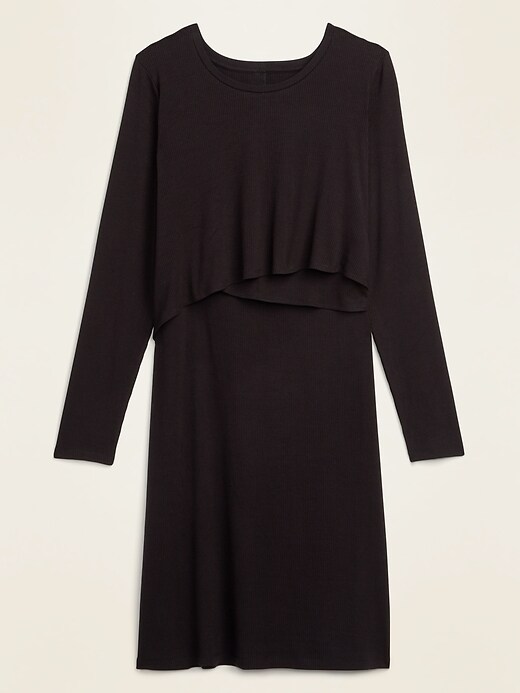 View large product image 1 of 2. Maternity Rib-Knit Cross-Front Nursing Dress