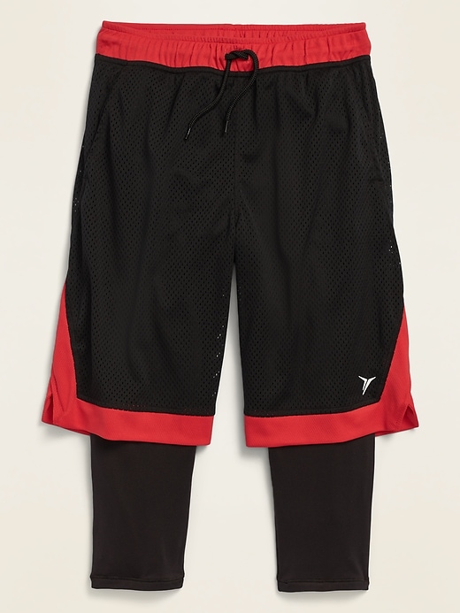 View large product image 1 of 1. Go-Dry 2-In-1 Mesh Basketball Shorts For Boys