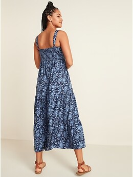 トップス Organdy tiered cami dress (Navy flower) Organdy tiered cami dress (Navy flower) – POPPY