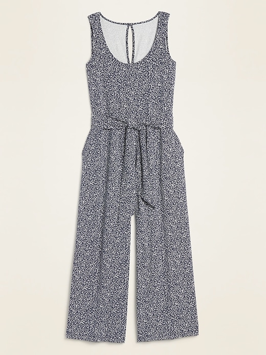 View large product image 2 of 2. Jersey Sleeveless Tie-Belt Jumpsuit