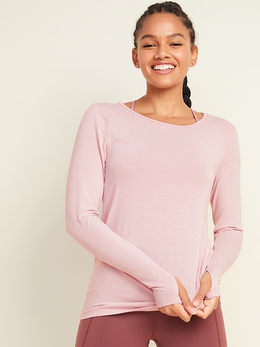 UltraLite Boat-Neck Long-Sleeve Performance Top for Women | Old Navy