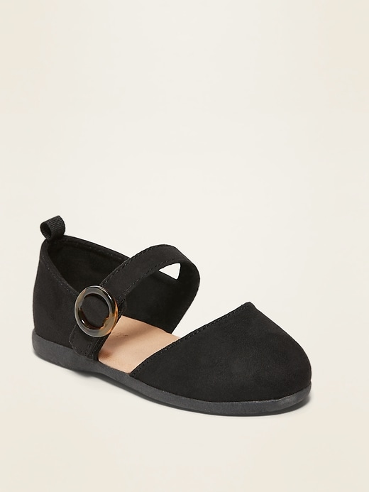 View large product image 1 of 1. Faux-Suede Buckle-Strap Flats for Toddler Girls