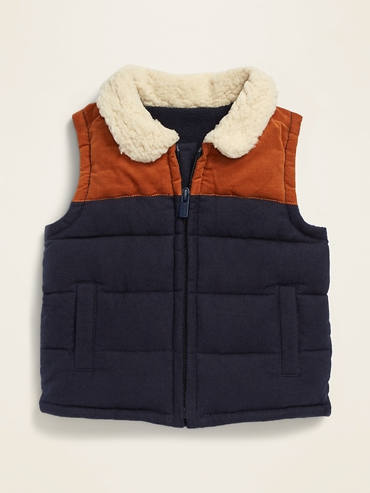 View large product image 1 of 1. Unisex Sherpa-Collar Flannel Vest for Baby