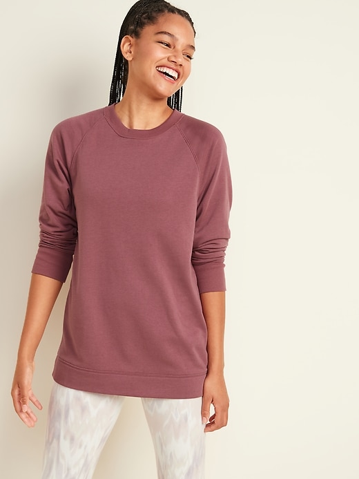 View large product image 1 of 3. Loose-Fit French-Terry Crew-Neck Tunic for Women