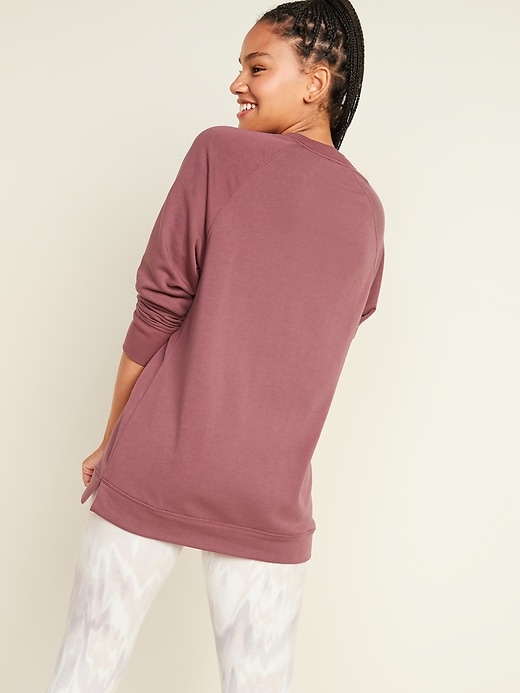View large product image 2 of 3. Loose-Fit French-Terry Crew-Neck Tunic for Women