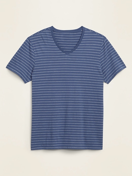 View large product image 1 of 1. Soft-Washed Pinstripe V-Neck Tee