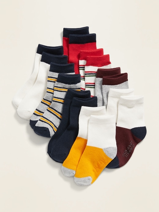 View large product image 1 of 1. Unisex Striped Crew-Socks 8-Pack for Toddler & Baby