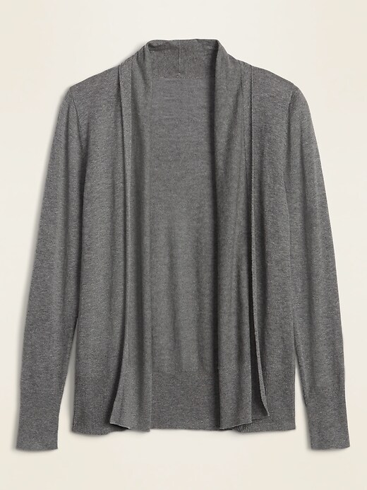 View large product image 2 of 2. Short Shawl-Collar Open-Front Sweater for Women
