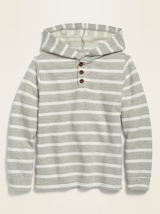 View large product image 1 of 2. Striped French Terry Baja Henley Hoodie For Boys