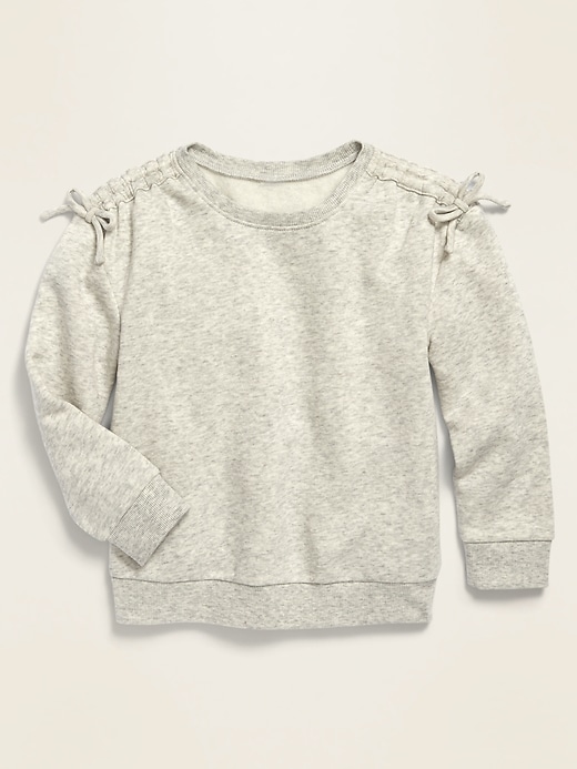 View large product image 1 of 1. Tie-Shoulder Pullover Sweatshirt for Toddler Girls
