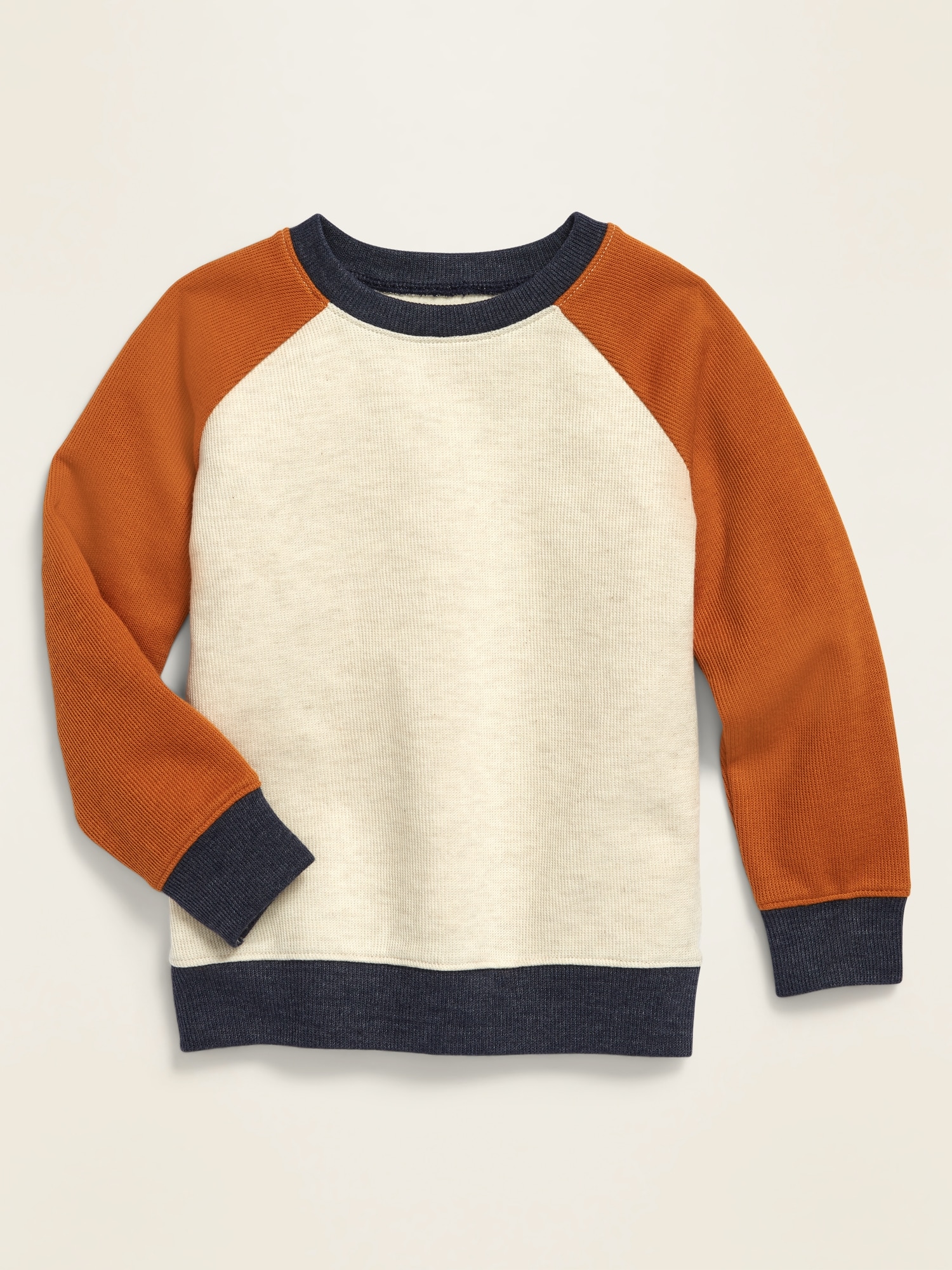 Color Block French Rib Raglan Sweater for Toddler Boys