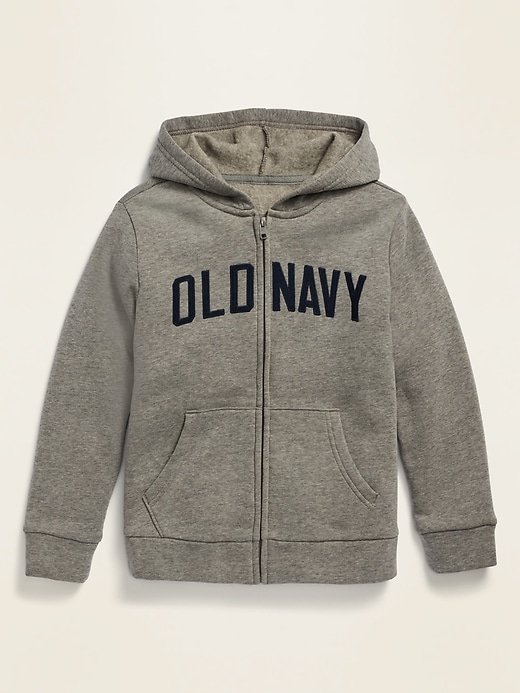 View large product image 1 of 1. Gender-Neutral Logo-Graphic Zip Hoodie for Kids
