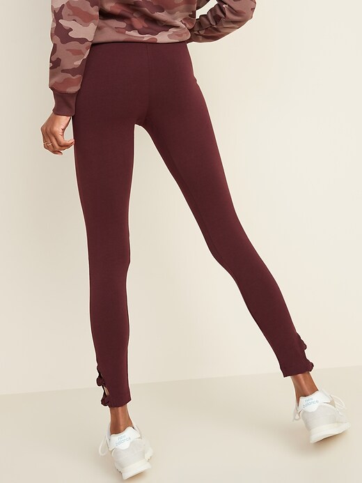 View large product image 2 of 3. High-Waisted Knotted-Hem Leggings For Women