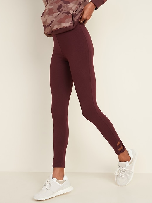 View large product image 1 of 3. High-Waisted Knotted-Hem Leggings For Women