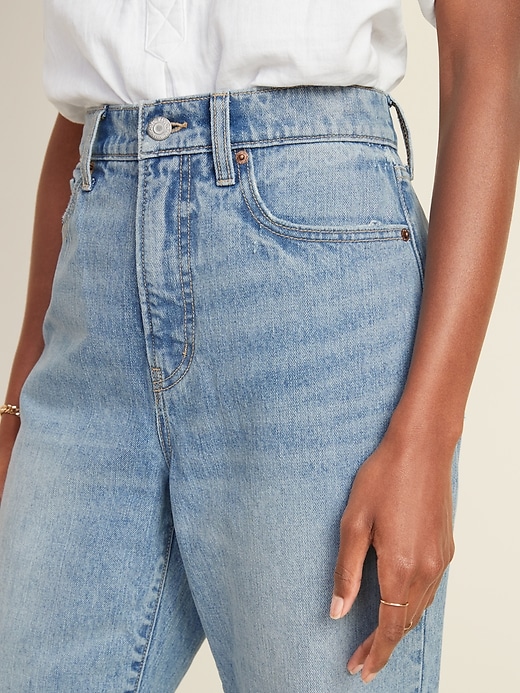 Image number 4 showing, Extra-High Waisted Sky-Hi Straight Rigid Raw-Edge Jeans for Women