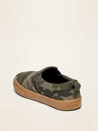 View large product image 3 of 4. Unisex Camo-Print Canvas Slip-Ons for Toddler